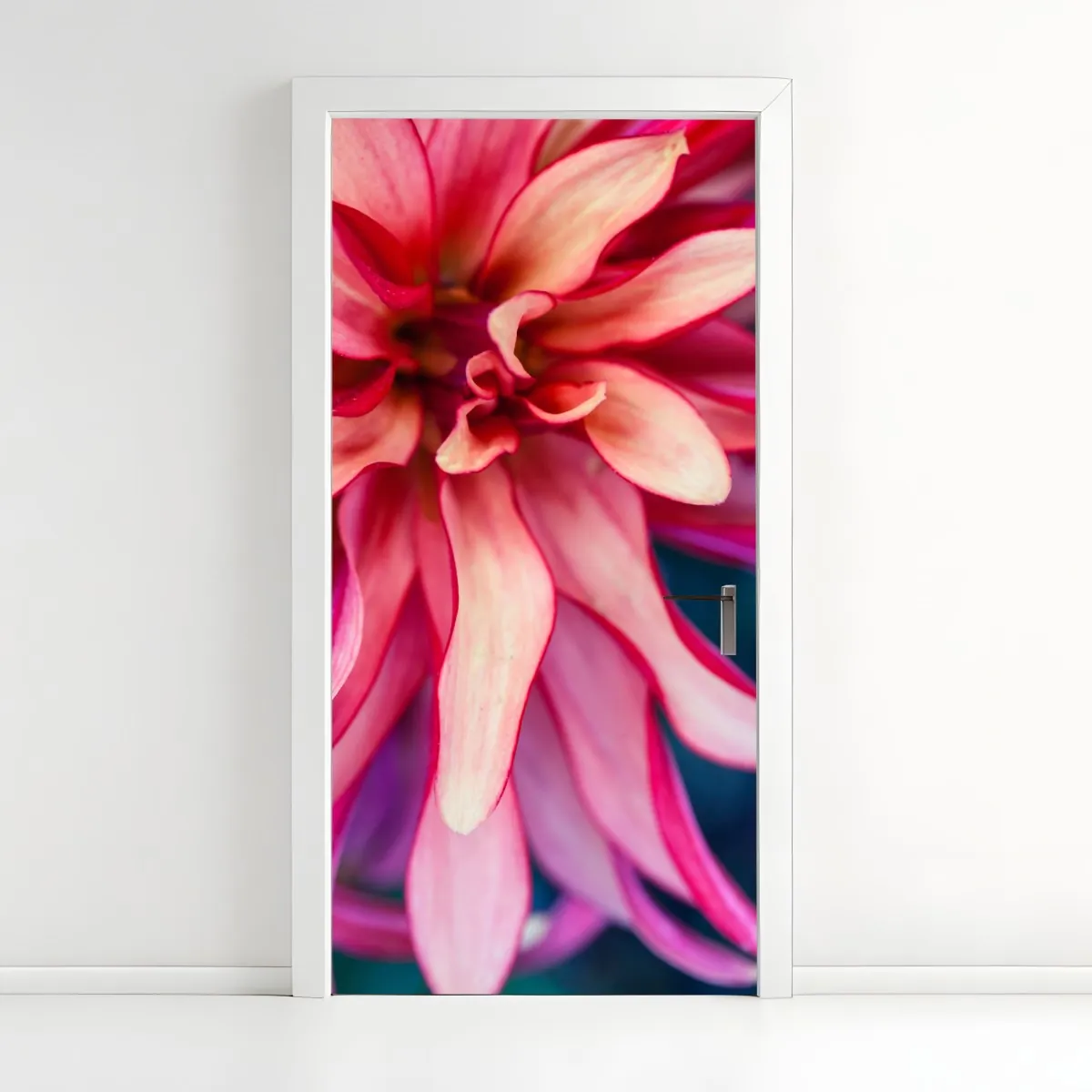 Naklejka na drzwi żywe różowe makro kwiatu – Wallissimo® Naklejka na drzwi żywe różowe makro kwiatu – Wallissimo®