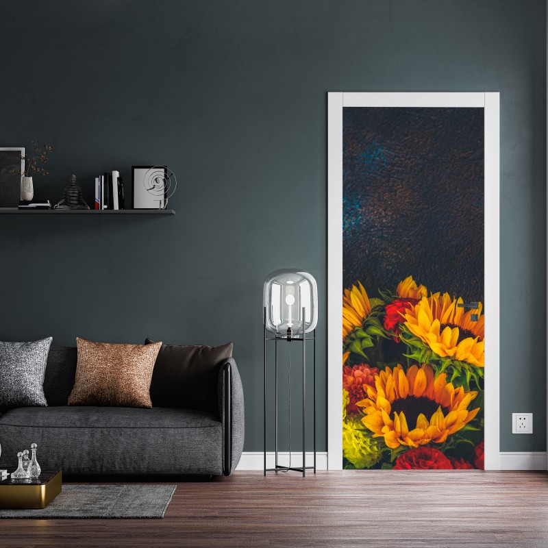 Naklejka na drzwi złoto-czarny marmurowy wir abstrakcyjny – Wallissimo®