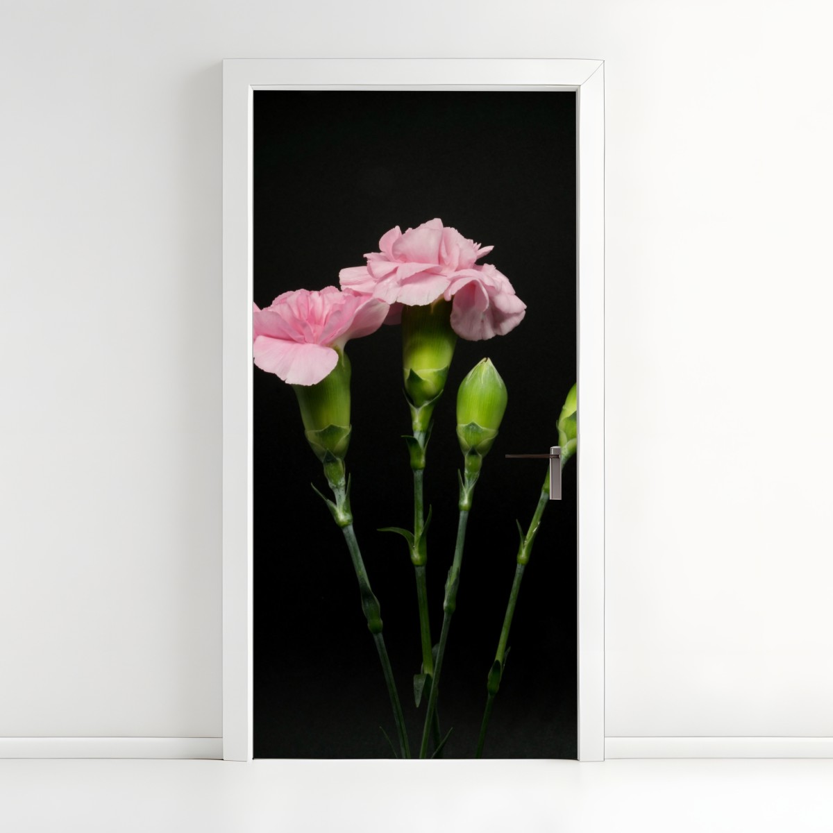 Door sticker pink carnations on black background – Wallissimo®