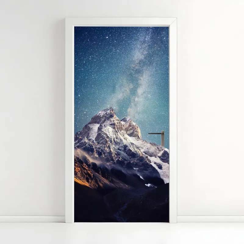 Naklejka na drzwi noc pełna gwiazd nad Ushba