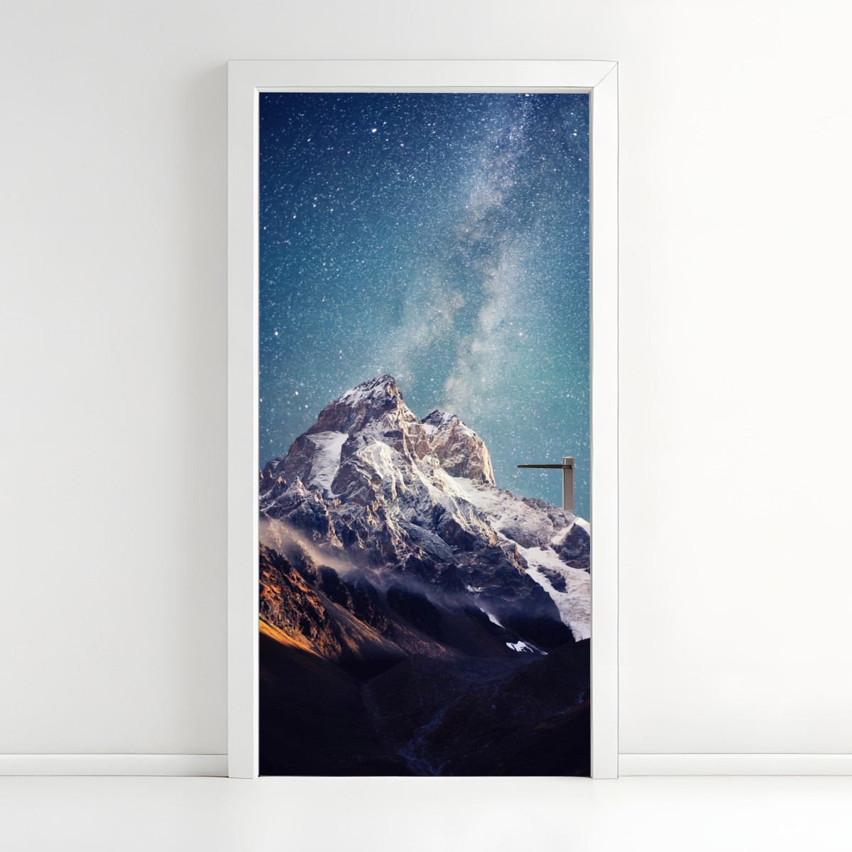 Door sticker starry night over Ushba mountain – Wallissimo®