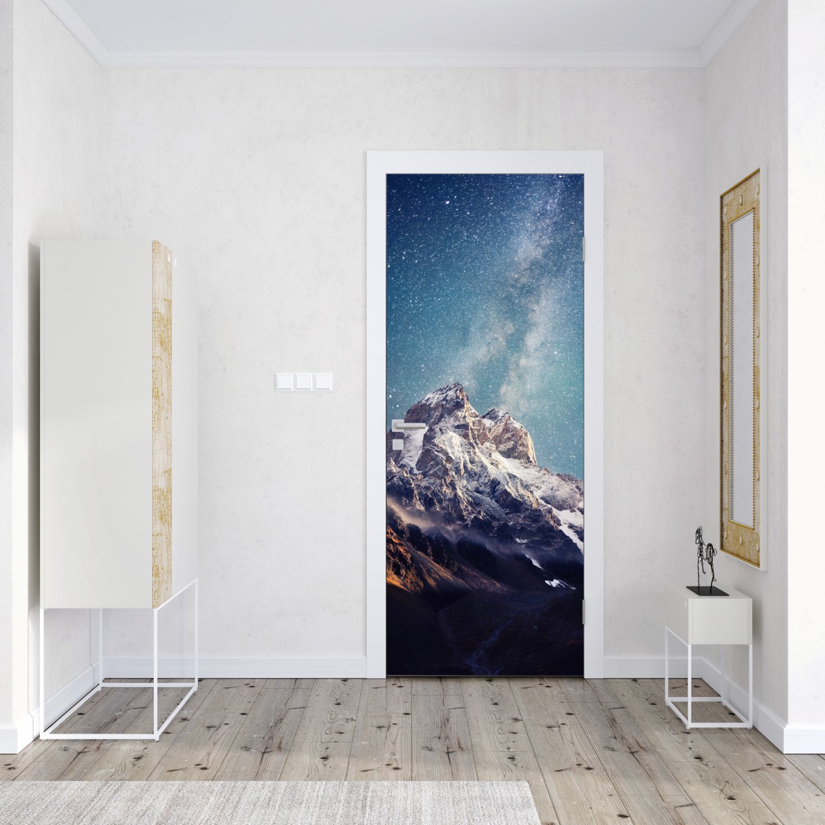 Naklejka na drzwi noc pełna gwiazd nad Ushba – Wallissimo® Naklejka na drzwi noc pełna gwiazd nad Ushba – Wallissimo®