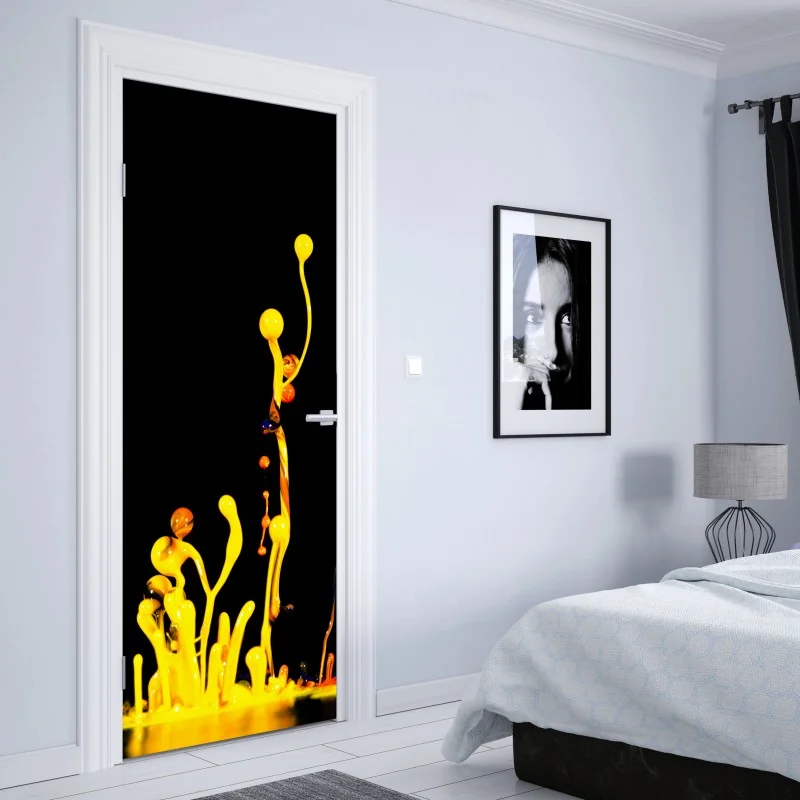 Naklejka na drzwi żywa różowa abstrakcja płynna – Wallissimo®