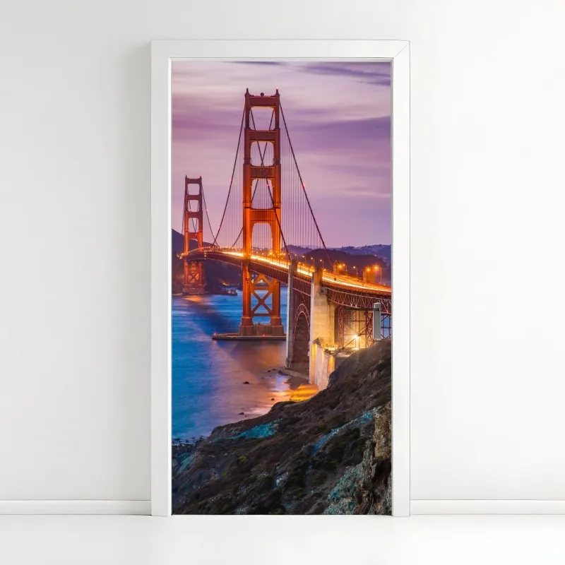 Naklejka na drzwi sepia widok na Most Brookliński – Wallissimo®