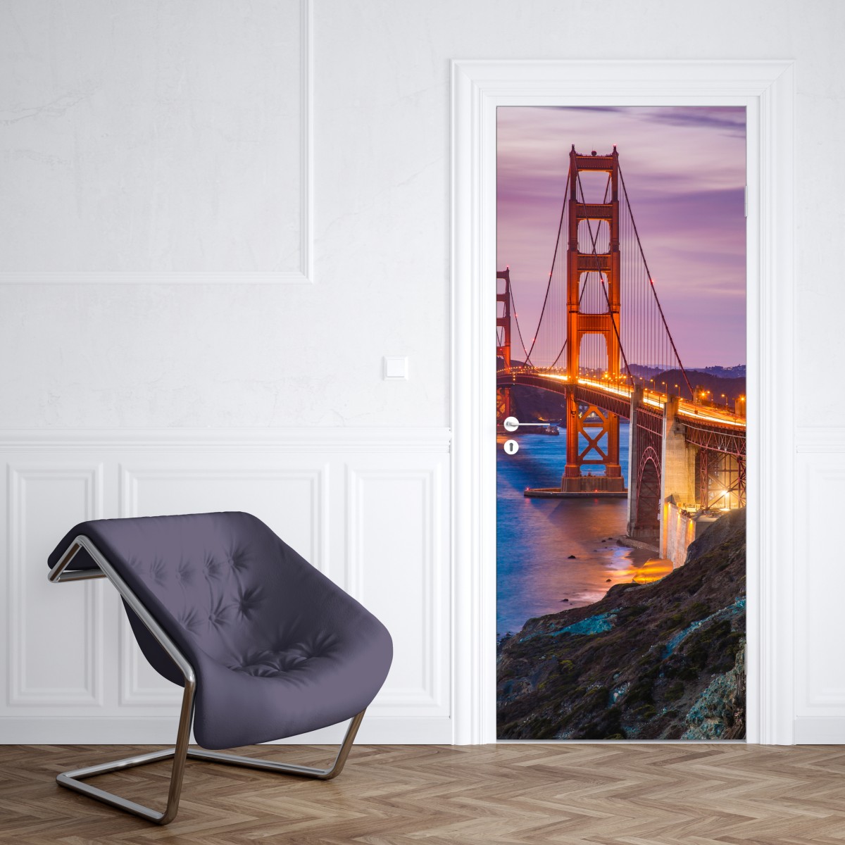 Naklejka na drzwi most Golden Gate o zmierzchu, San Francisco – Wallissimo® Naklejka na drzwi most Golden Gate o zmierzchu, San Francisco – Wallissimo®