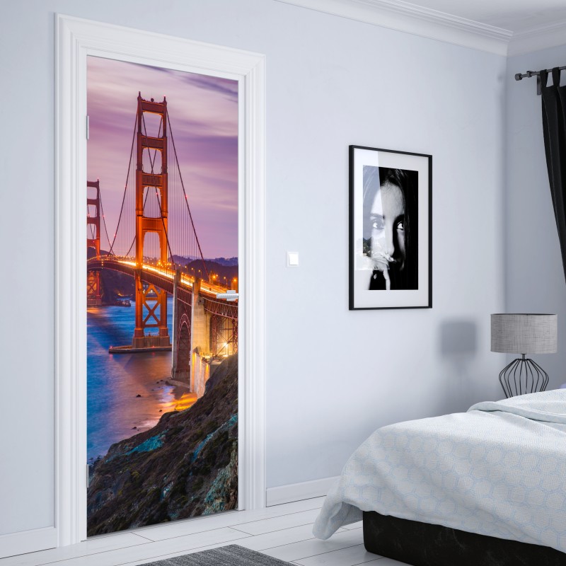 Naklejka na drzwi most Golden Gate o zmierzchu, San Francisco – Wallissimo® Naklejka na drzwi most Golden Gate o zmierzchu, San Francisco – Wallissimo®
