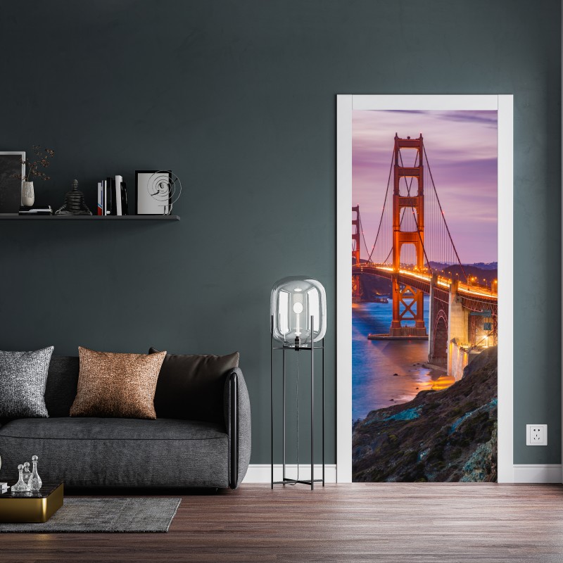 Naklejka na drzwi most Golden Gate o zmierzchu, San Francisco – Wallissimo® Naklejka na drzwi most Golden Gate o zmierzchu, San Francisco – Wallissimo®