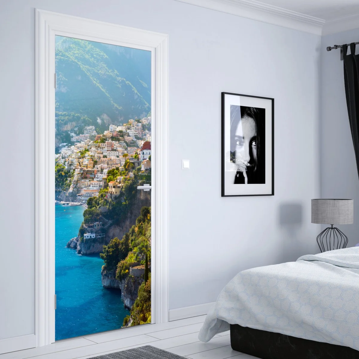 Naklejka na drzwi Positano nadmorski krajobraz z klifu – Wallissimo® Naklejka na drzwi Positano nadmorski krajobraz z klifu – Wallissimo®