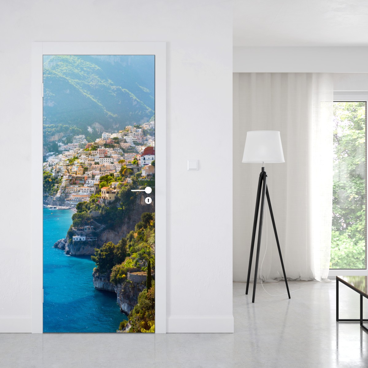 Naklejka na drzwi Positano nadmorski krajobraz z klifu – Wallissimo® Naklejka na drzwi Positano nadmorski krajobraz z klifu – Wallissimo®