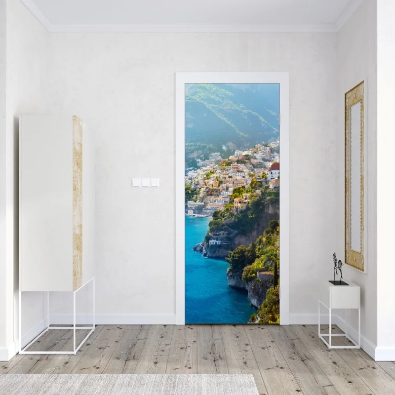 Naklejka na drzwi Positano nadmorski krajobraz z klifu – Wallissimo® Naklejka na drzwi Positano nadmorski krajobraz z klifu – Wallissimo®