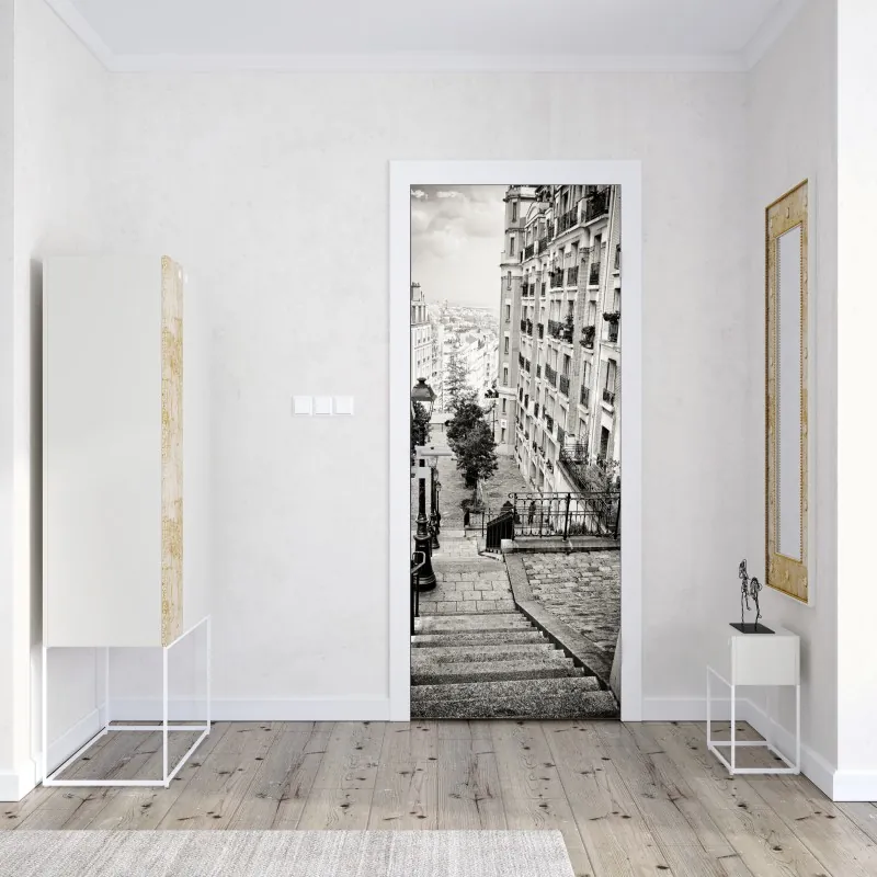 Naklejka na drzwi złoty geometryczny wzór z kołami – Wallissimo®