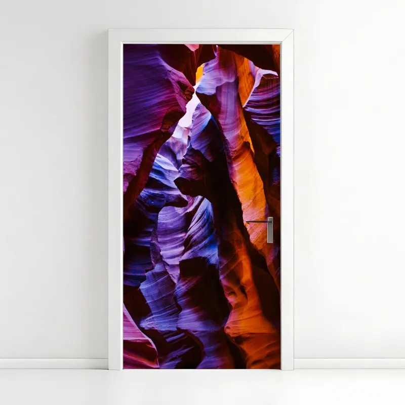 Naklejka na drzwi żywy abstrakcyjny wzór fal – Wallissimo®