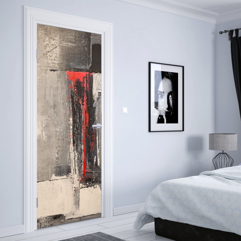 Naklejka na drzwi elegancki beżowy wzór damask – Wallissimo®