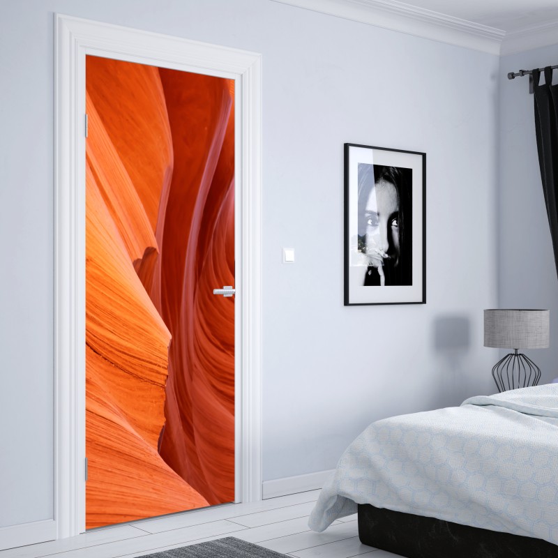 Naklejka na drzwi ciepły piaskowiec kanion abstrakcja – Wallissimo® Naklejka na drzwi ciepły piaskowiec kanion abstrakcja – Wallissimo®