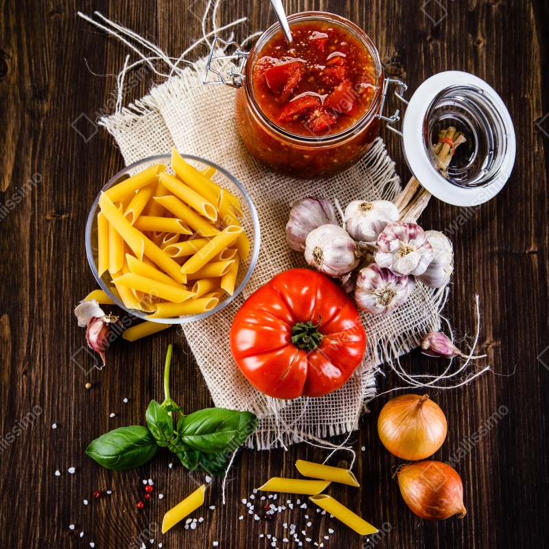 Naklejka na drzwi rustykalne włoskie składniki do makaronu – Wallissimo® Naklejka na drzwi rustykalne włoskie składniki do makaronu – Wallissimo®