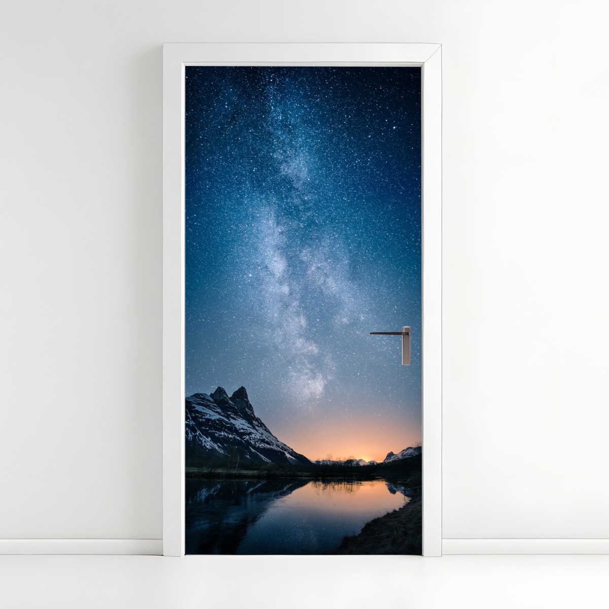 Door sticker milky way over mirrored mountains – Wallissimo®