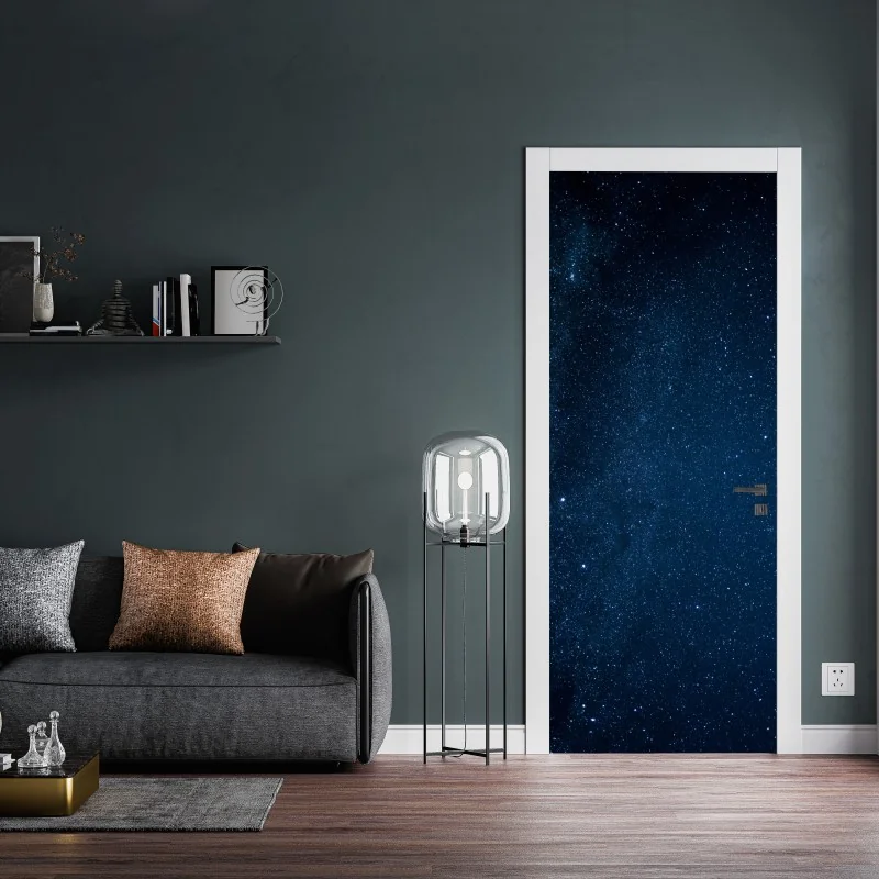 Naklejka na drzwi tropikalny wzór strelicji – Wallissimo®