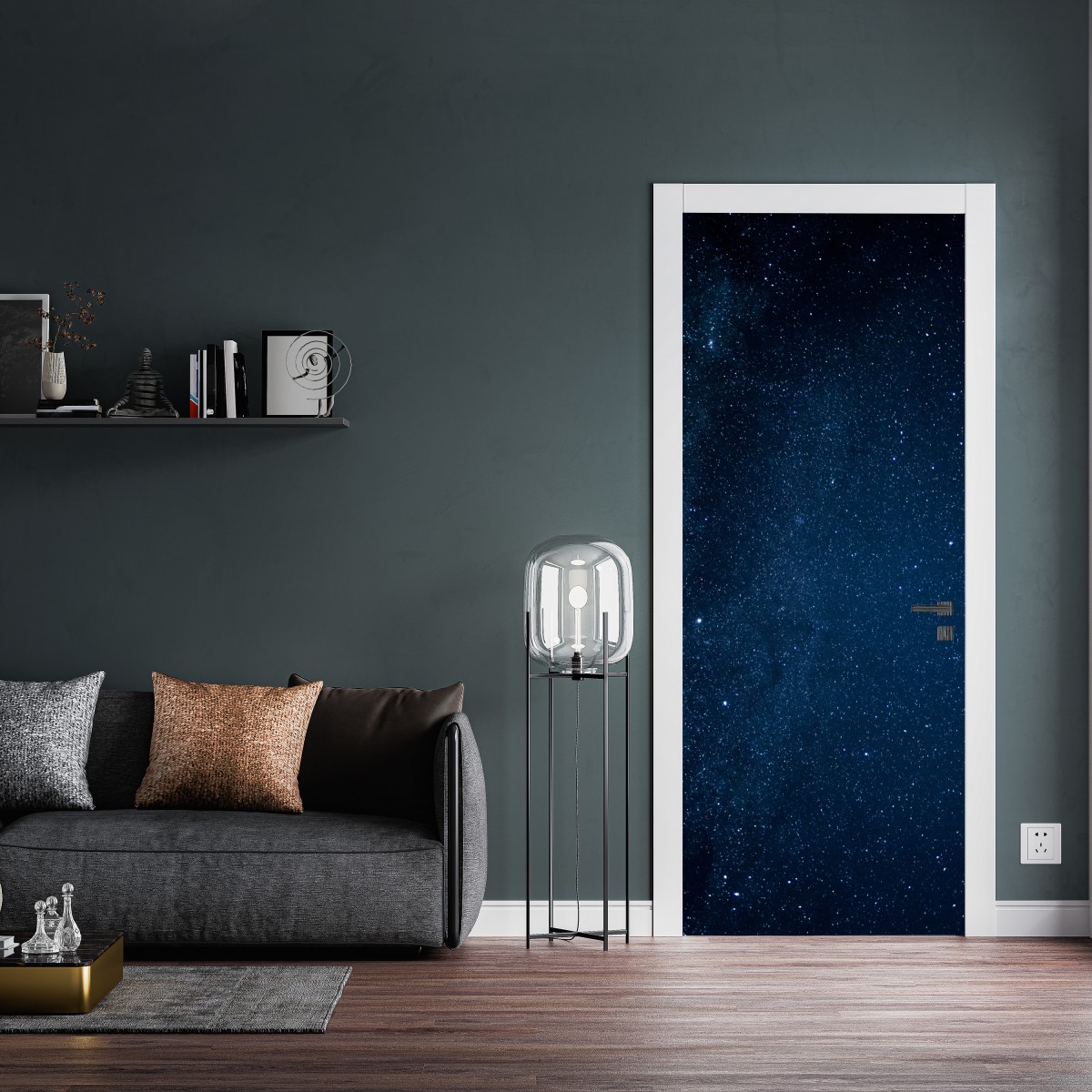 Naklejka na drzwi głębokie niebieskie gwiaździste niebo – Wallissimo® Naklejka na drzwi głębokie niebieskie gwiaździste niebo – Wallissimo®