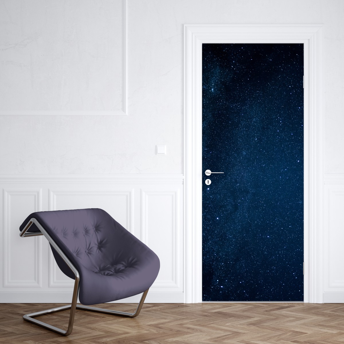 Naklejka na drzwi głębokie niebieskie gwiaździste niebo – Wallissimo® Naklejka na drzwi głębokie niebieskie gwiaździste niebo – Wallissimo®