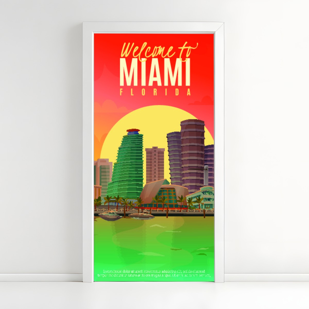 Door sticker Miami sunset skyline – Wallissimo®