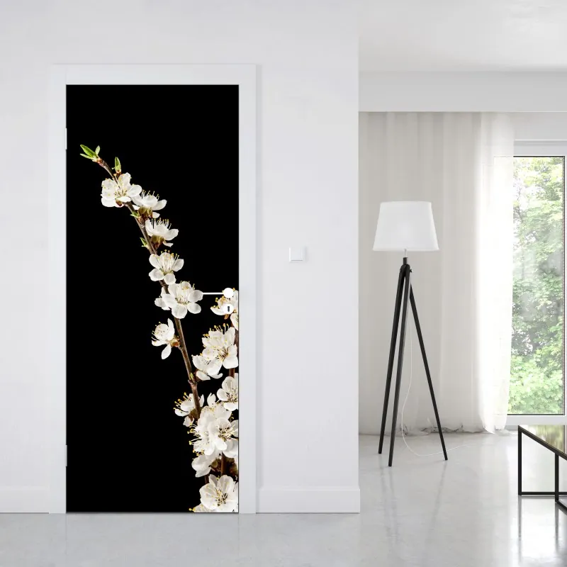 Naklejka na drzwi czarny marmur z żyłami – Wallissimo®