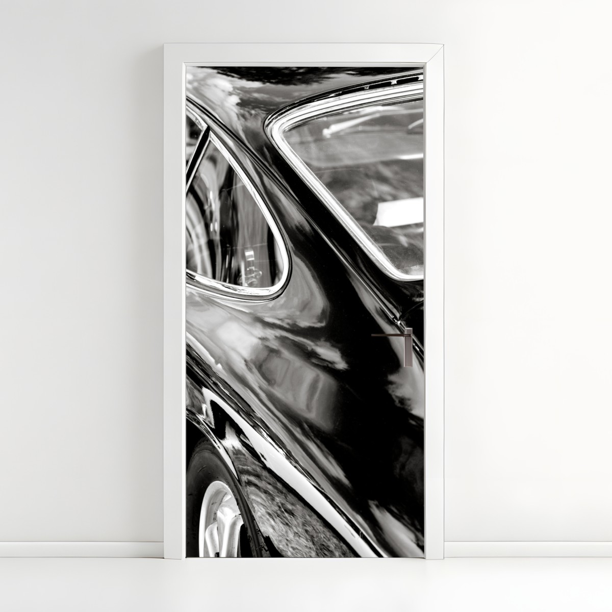 Door sticker vintage car rear detail in black and white – Wallissimo®