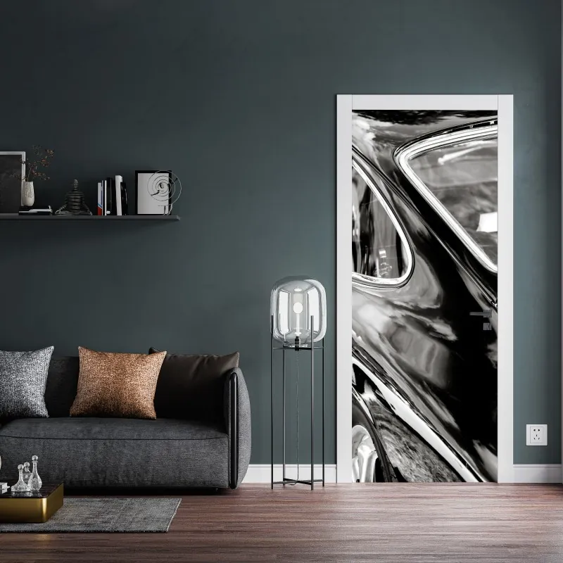 Naklejka na drzwi elegancki beżowy wzór damask – Wallissimo®