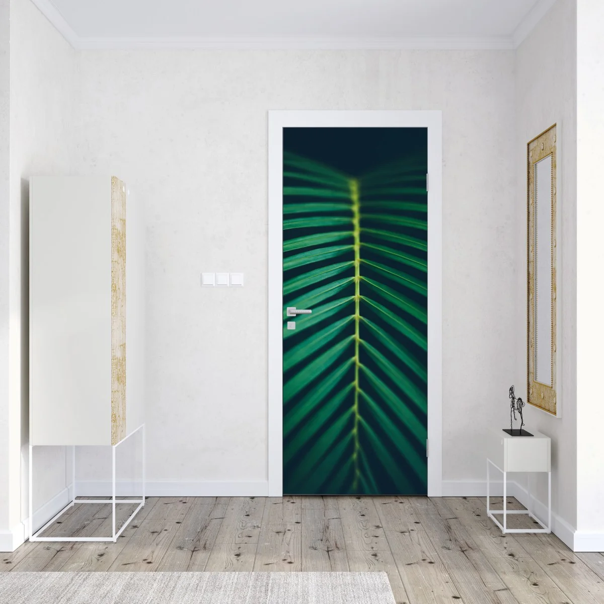 Naklejka na drzwi pionowy liść palmy z bliska – Wallissimo® Naklejka na drzwi pionowy liść palmy z bliska – Wallissimo®