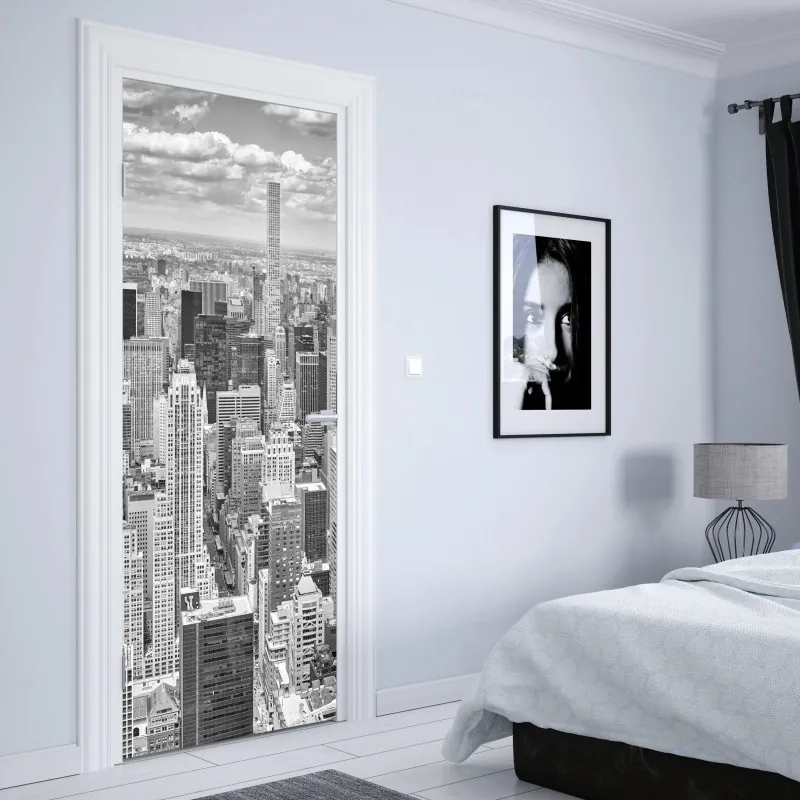 Naklejka na drzwi drewniany ażurowy daszek w Chicago – Wallissimo®