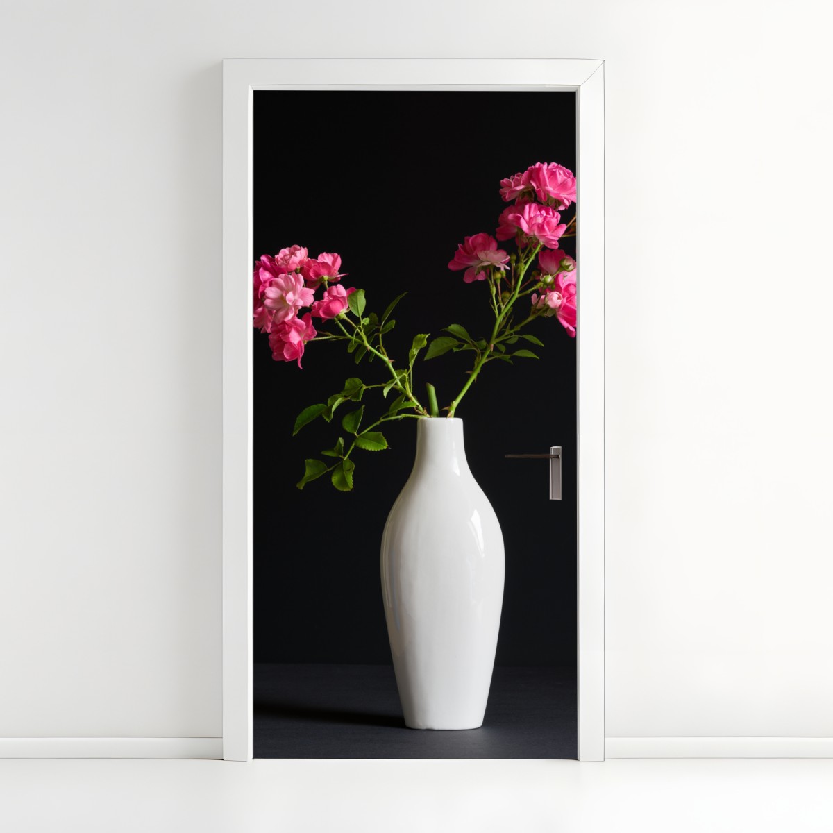 Door sticker pink roses in white vase – Wallissimo®