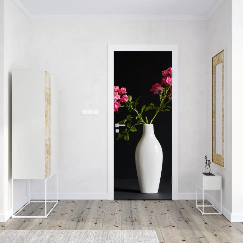 Naklejka na drzwi alpejskie odbicie: spokojny krajobraz górski – Wallissimo®