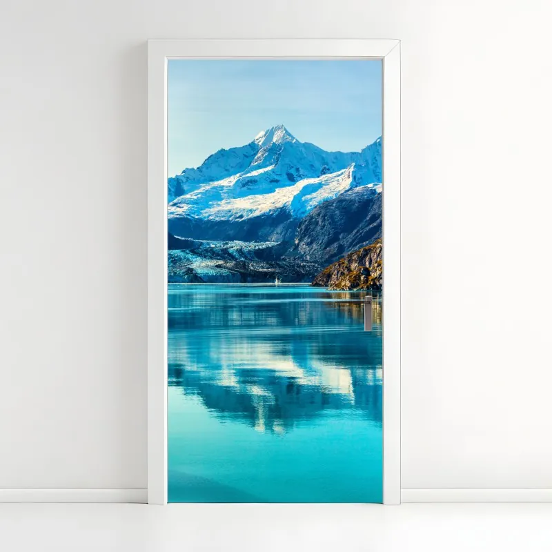 Naklejka na drzwi majestatyczne odbicie Alp przy Bachalpsee – Wallissimo®