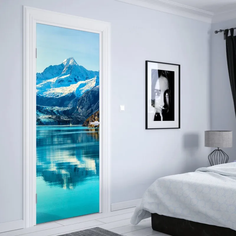 Naklejka na drzwi majestatyczne odbicie Alp przy Bachalpsee – Wallissimo®