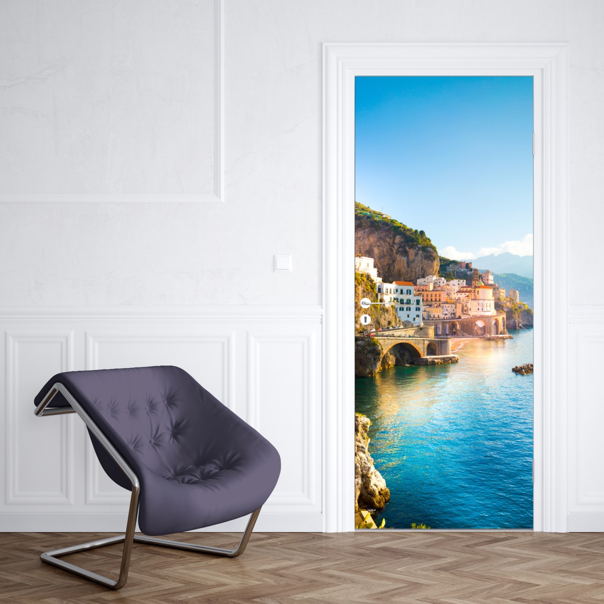 Naklejka na drzwi słoneczne wybrzeże Amalfi – Wallissimo® Naklejka na drzwi słoneczne wybrzeże Amalfi – Wallissimo®