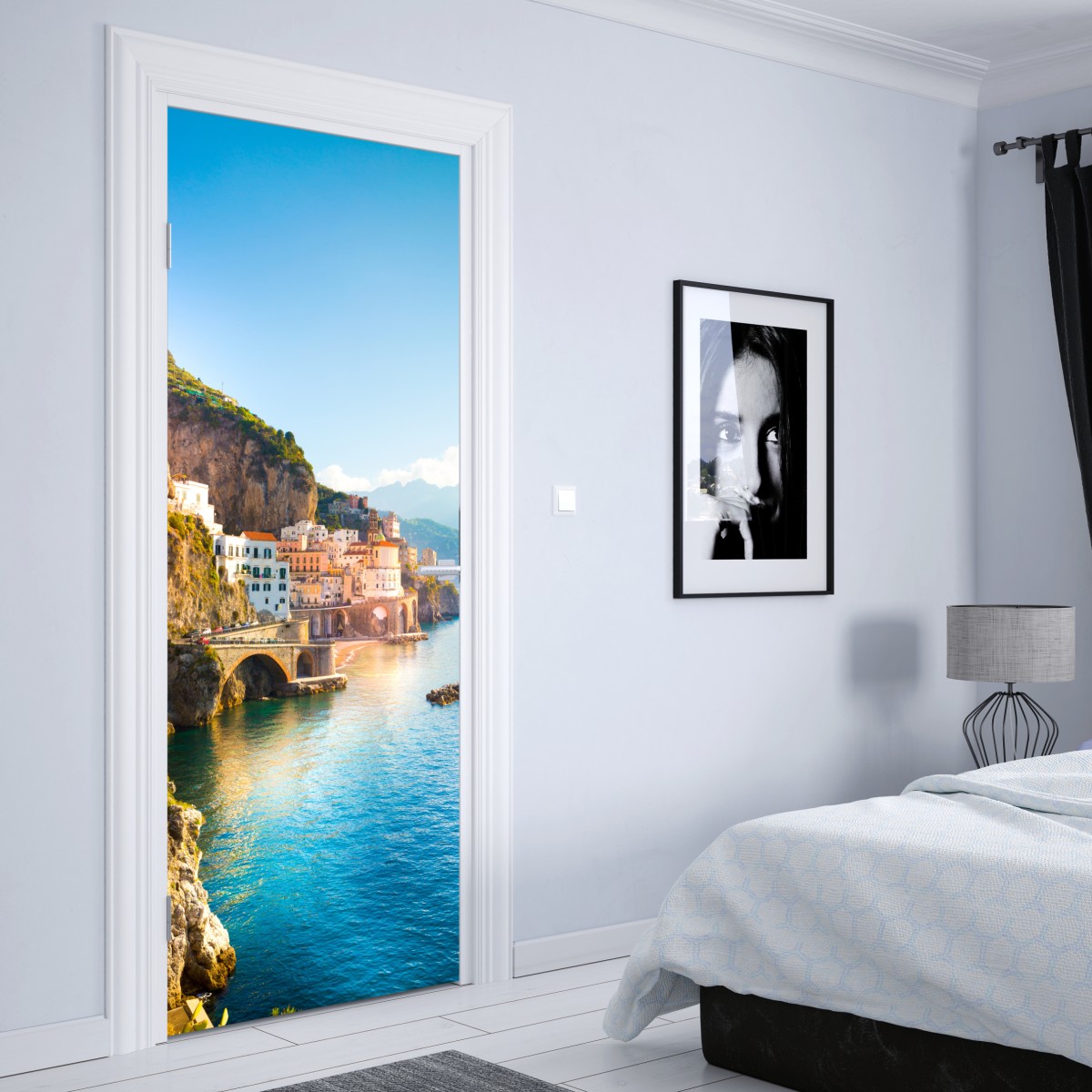 Naklejka na drzwi słoneczne wybrzeże Amalfi – Wallissimo® Naklejka na drzwi słoneczne wybrzeże Amalfi – Wallissimo®