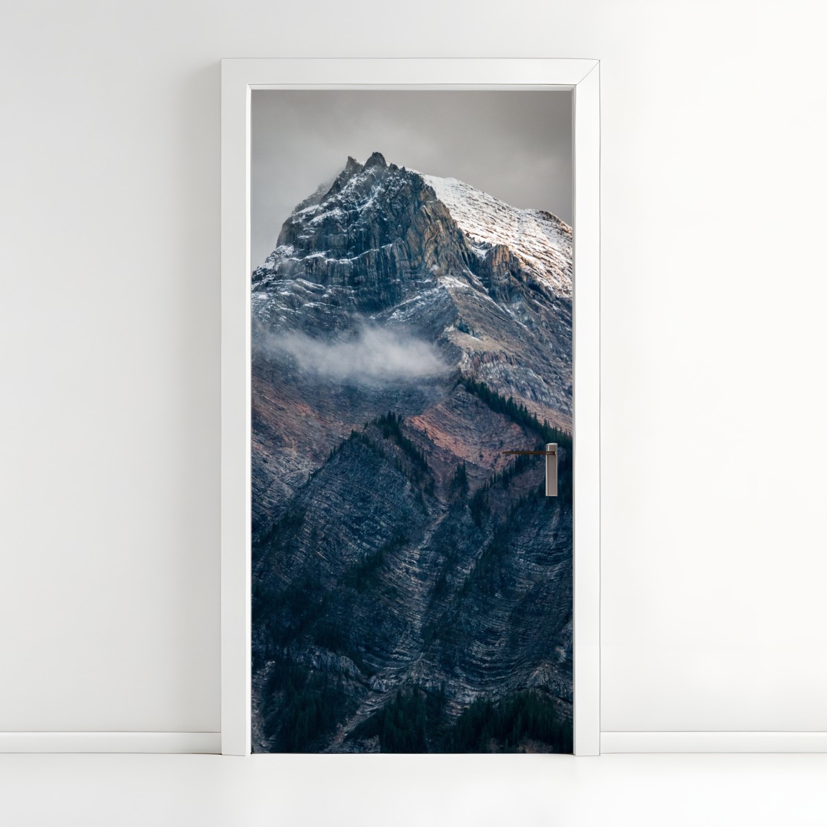 Door sticker dramatic alpine peak in mist – Wallissimo®