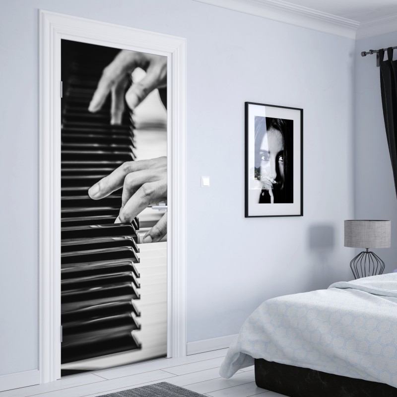 Naklejka na drzwi ciemnoszary marmur ze złotymi żyłami – Wallissimo®