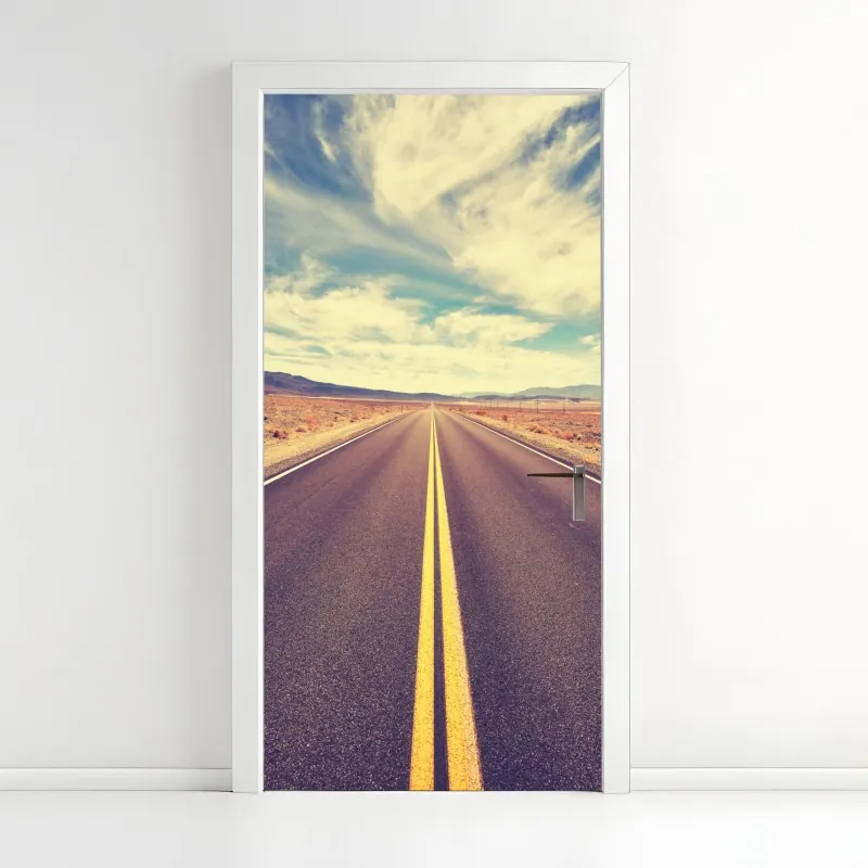 Naklejka na drzwi vintageowa droga przez pustynię, Dolina Śmierci