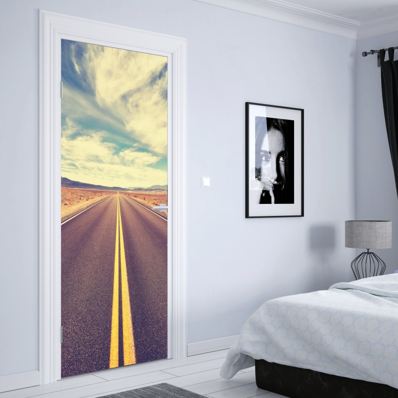 Naklejka na drzwi vintageowa droga przez pustynię, Dolina Śmierci – Wallissimo® Naklejka na drzwi vintageowa droga przez pustynię, Dolina Śmierci – Wallissimo®