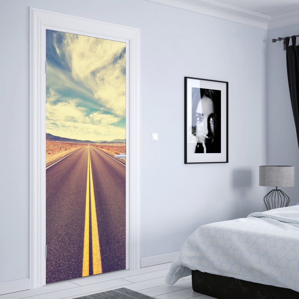 Naklejka na drzwi vintageowa droga przez pustynię, Dolina Śmierci – Wallissimo® Naklejka na drzwi vintageowa droga przez pustynię, Dolina Śmierci – Wallissimo®