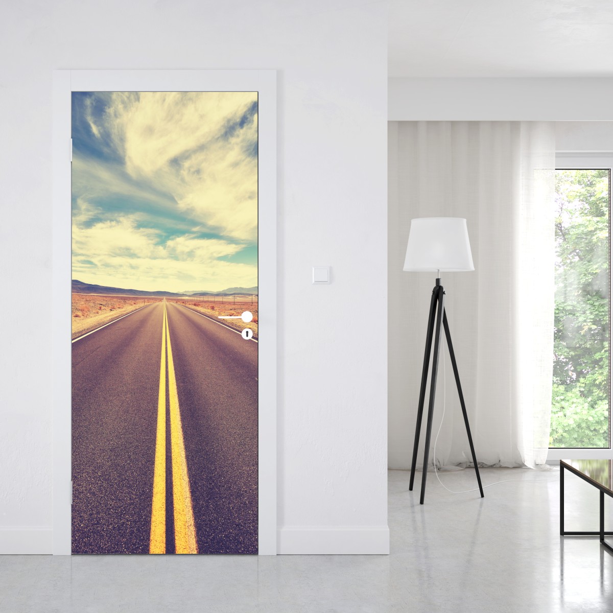 Naklejka na drzwi vintageowa droga przez pustynię, Dolina Śmierci – Wallissimo® Naklejka na drzwi vintageowa droga przez pustynię, Dolina Śmierci – Wallissimo®