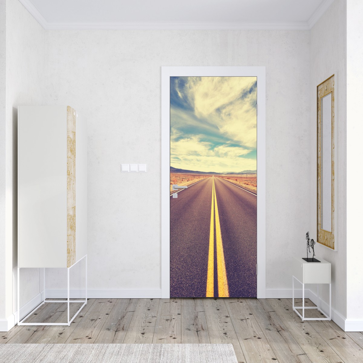 Naklejka na drzwi vintageowa droga przez pustynię, Dolina Śmierci – Wallissimo® Naklejka na drzwi vintageowa droga przez pustynię, Dolina Śmierci – Wallissimo®