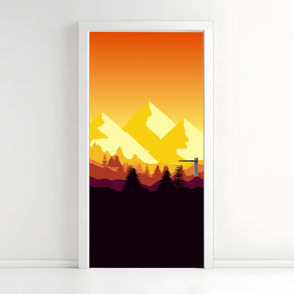 Door sticker golden sunset mountain landscape – Wallissimo®