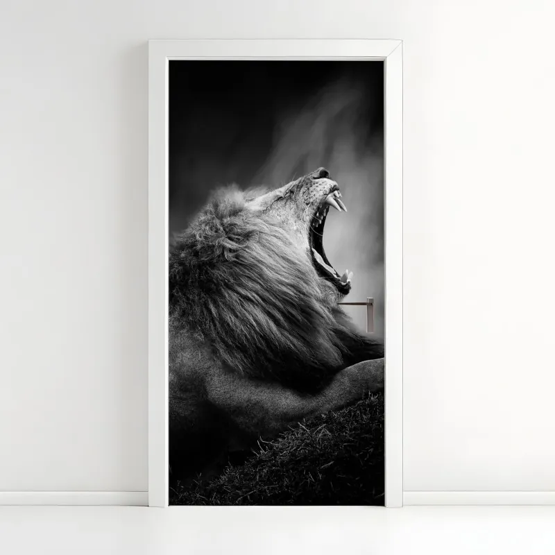 Naklejka na drzwi wzór damaskowy w odcieniach złota i granatu – Wallissimo®