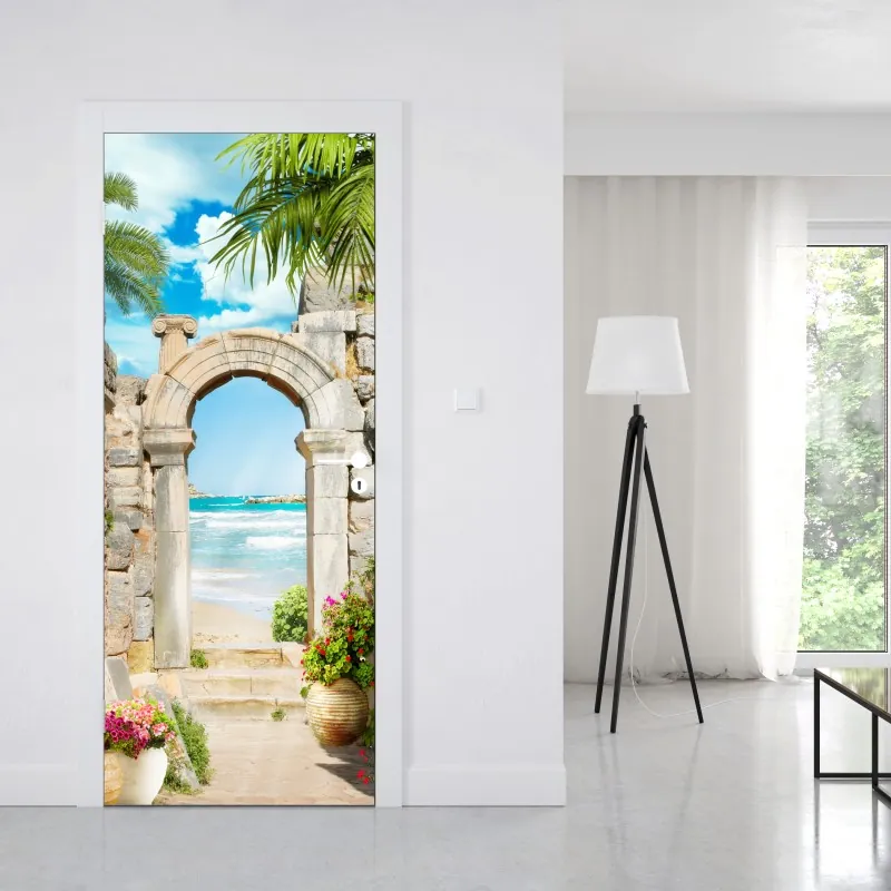 Naklejka na drzwi złoty szczyt nad alpejskim potokiem – Wallissimo®