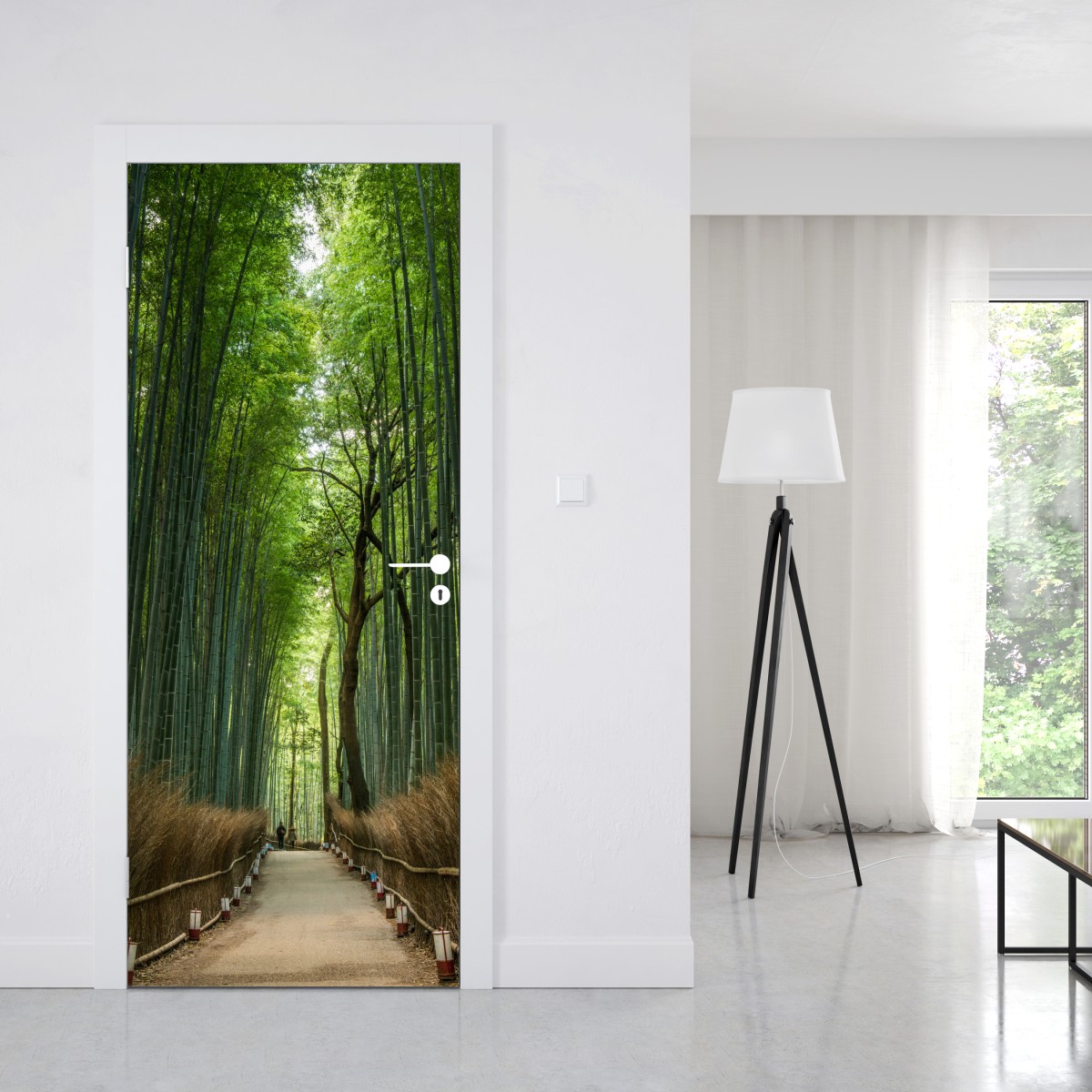 Naklejka na drzwi spokojna alejka w bambusowym gaju – Wallissimo® Naklejka na drzwi spokojna alejka w bambusowym gaju – Wallissimo®