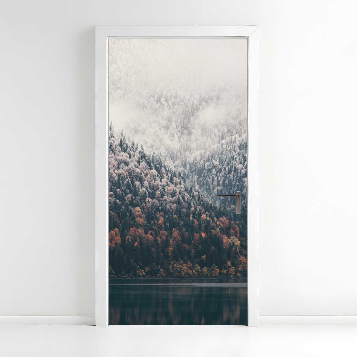 Door sticker autumn mist over mountain forest – Wallissimo®