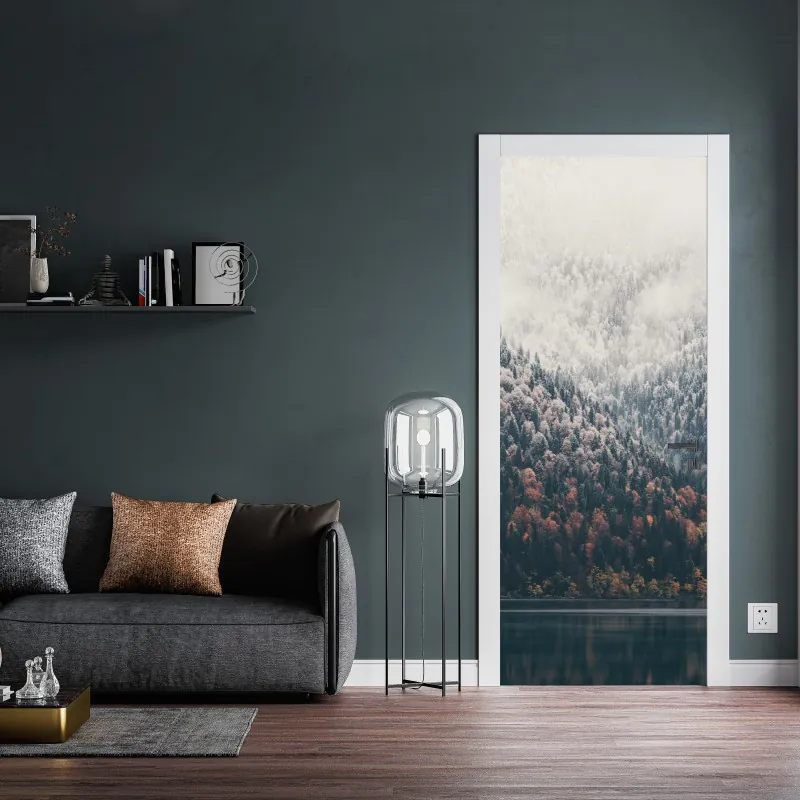 Naklejka na drzwi akwarelowy wzór ogrodu kaktusów – Wallissimo®