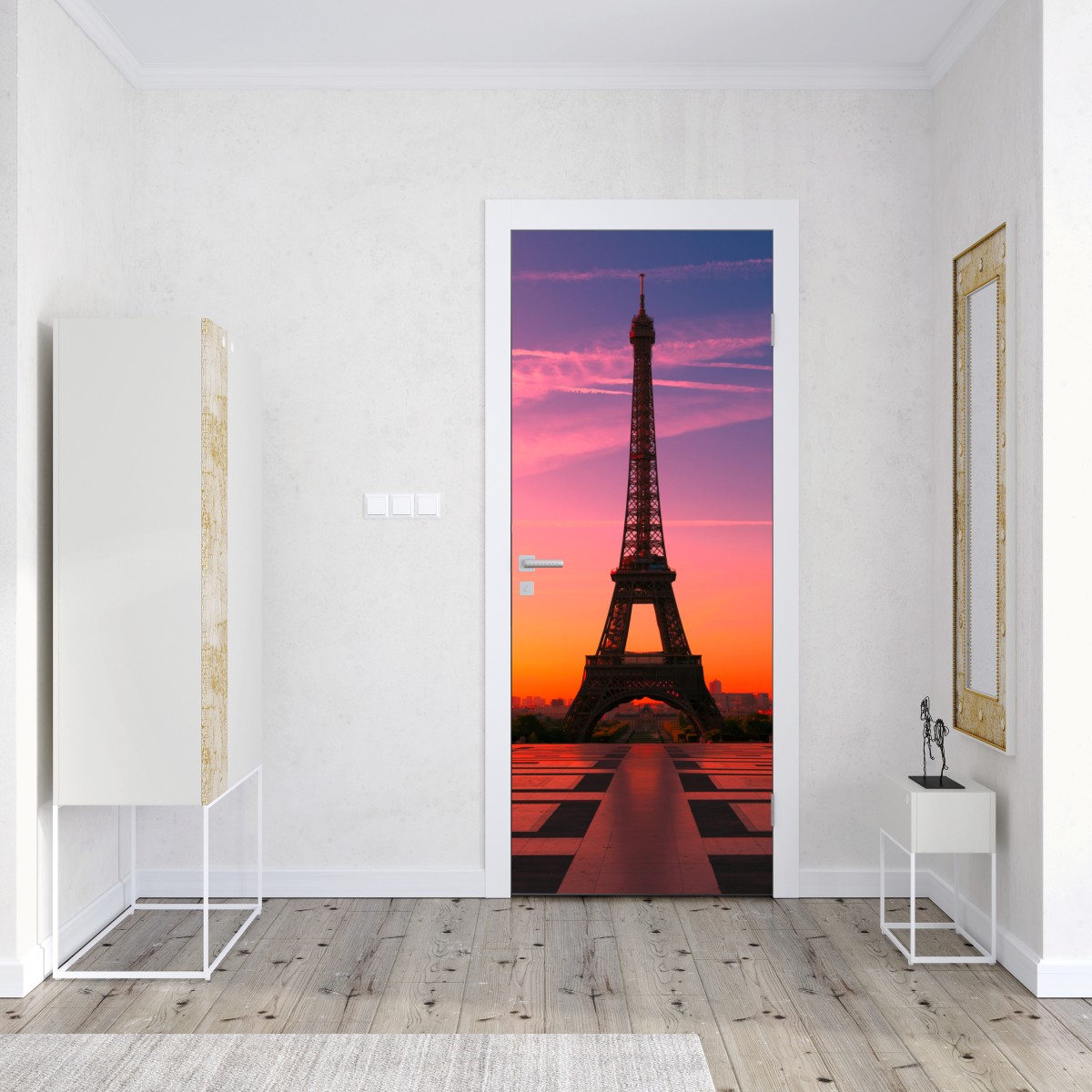 Naklejka na drzwi świt nad Wieżą Eiffla – Wallissimo® Naklejka na drzwi świt nad Wieżą Eiffla – Wallissimo®