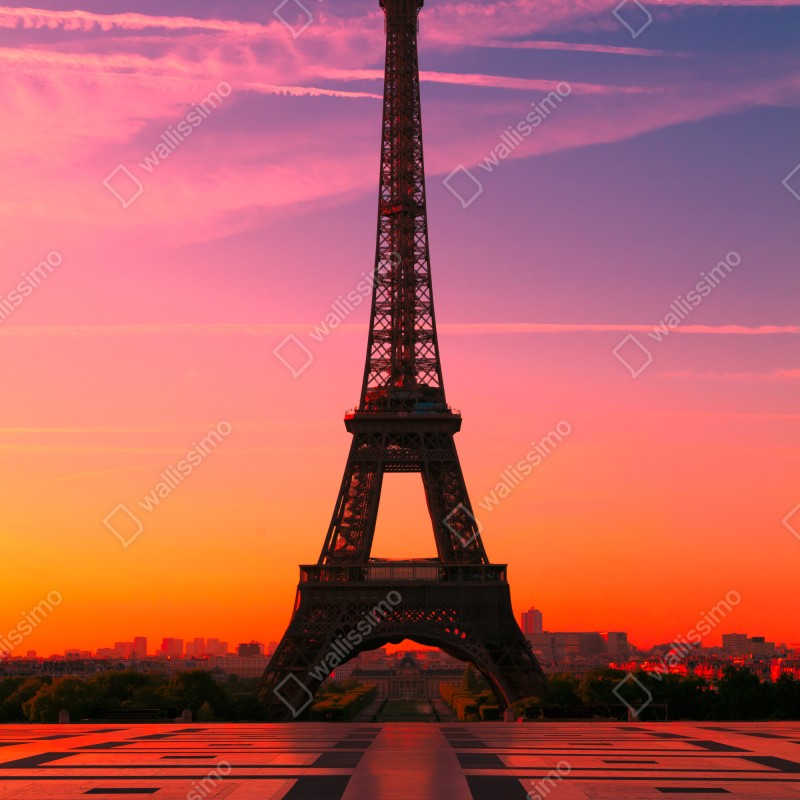 Naklejka na drzwi świt nad Wieżą Eiffla – Wallissimo® Naklejka na drzwi świt nad Wieżą Eiffla – Wallissimo®
